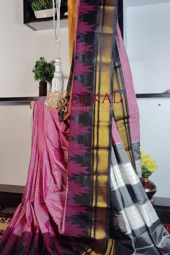 [SKL1773] One Side Border Chandarana Temple Saree