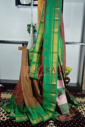 [SKL1777] One Side Border Chandarana Temple Saree
