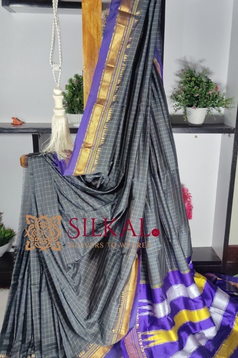[SKL1795] Ilkal Checked The Mercerized Silk Saree