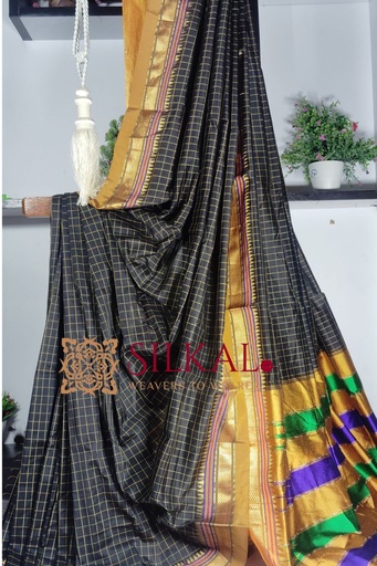 [SKL1796] Ilkal Checked The Mercerized Silk Saree