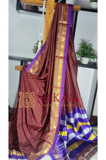 [SKL1798] Ilkal Checked The Mercerized Silk Saree