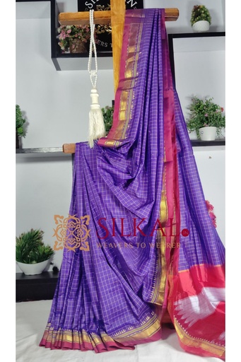 [SKL1799] Ilkal Checked The Mercerized Silk Saree