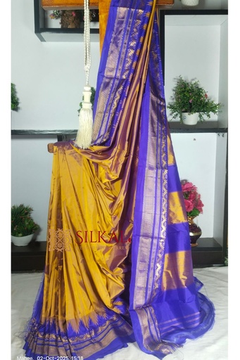 [SKL1816] Ilkal Pure Silk Jari Temple Plain Saree