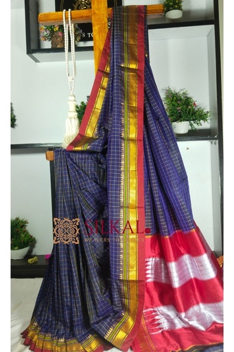 [SKL1820] Ilkal Checked Mercerized Silk Saree