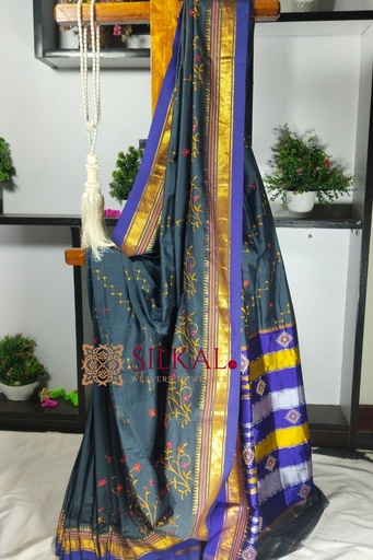 [SKL1821] Ilkal Semi Silk With Kasuti Saree