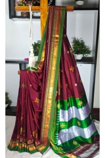 [SKL1825] Ilkal Semi Silk With Kasuti Saree