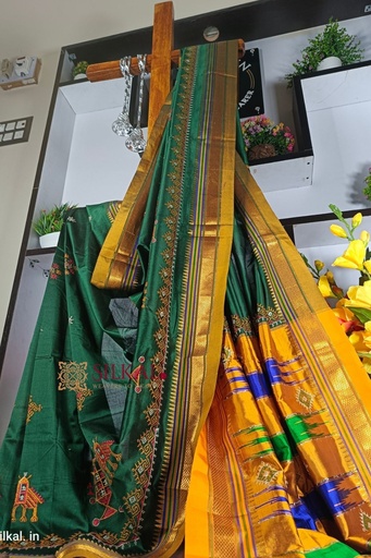 [SKL1851] Ilkal Semi Silk With Kasuti Saree