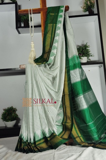[SKL1933] Ilkal Cotton Silk Chadaranga Temple Saree