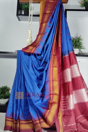 [SKL1934] Ilkal Cotton Silk Chadaranga Temple Saree