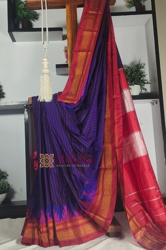 [SKL1936] SKL1936 Ilkal Cotton Silk Chadaranga Temple Saree