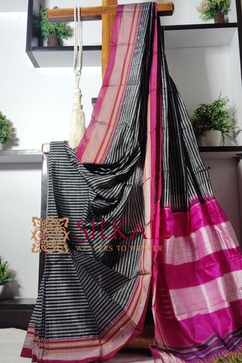 [SKL1948] Ilkal Handloom Viscose Cotton Silk Chikki Paras Border Saree