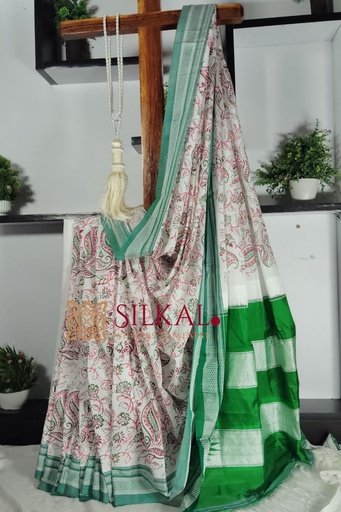 [SKL1953] Ilkal Handloom Cotton Silk Print Saree