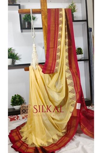 [SKL2039] Ilkal Cotton Silk Temple Saree