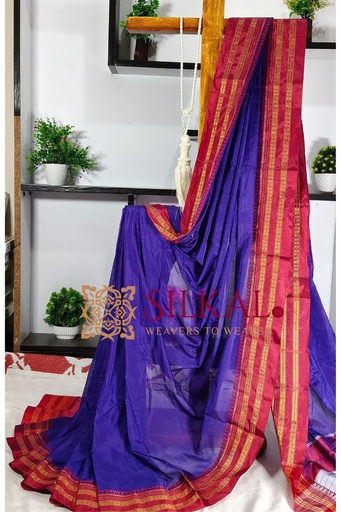 [SKL2058] Ilkal Cotton Gaadi Dadi Plain Saree