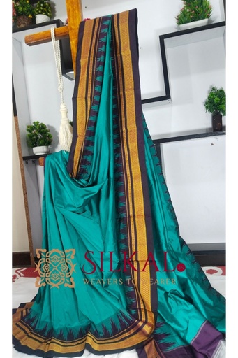 [SKL3017] Ilkal Poly Cotton Temple Gadwal Plain Saree