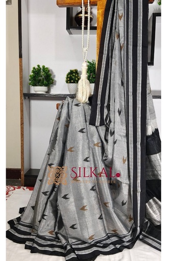 [SKL3090] Ilkal Handloom Print Viscose Silk Gayatri Border Saree -