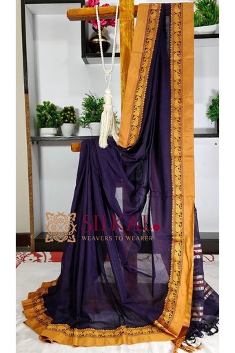 [SKL3117] Narayan Peth Plain Cotton Saree With Patti Pallu