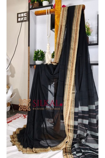 [SKL3124] Narayan Peth Plain Cotton Saree With Patti Pallu
