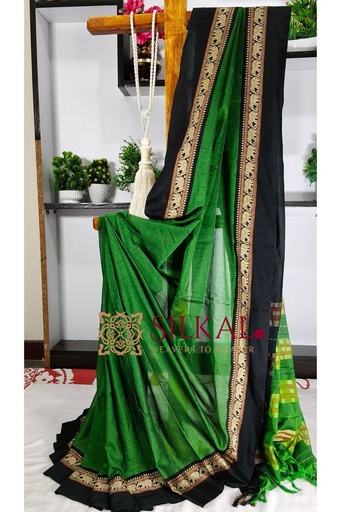 [SKL3137] Narayan Peth Plain Cotton Saree With Patti Pallu