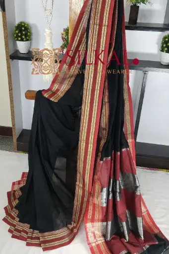 [SKL03423] SKL03423 ILKAL NIB Cotton Gomi Border Saree 