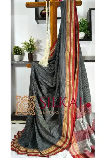 [SKL03375] SKL03375  Ilkal Viscose Silk Kaddi Saree with Gomi Border 