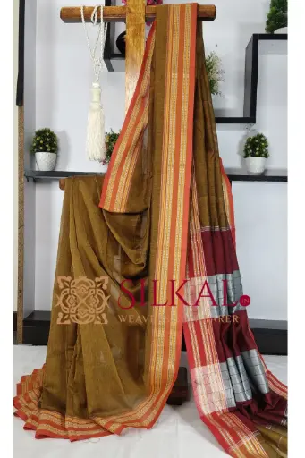 [SKL03422] SKL03422 ILKAL NIB Cotton Gomi Border Saree 