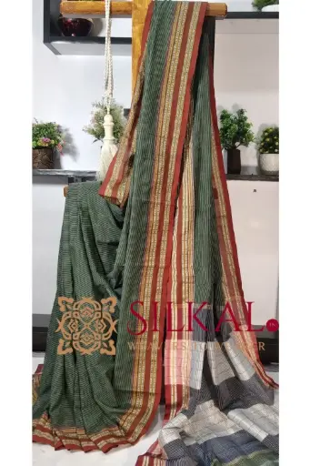 [SKL03387] SKL03387 Ilkal Viscose Silk Kaddi Saree with Gomi Border 