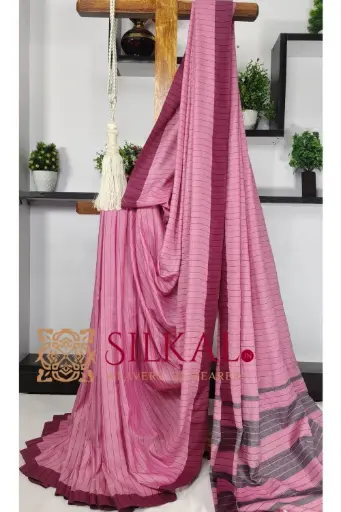 [SKL03414] Ilkal Handloom Mercerised Cotton Stripe Saree 