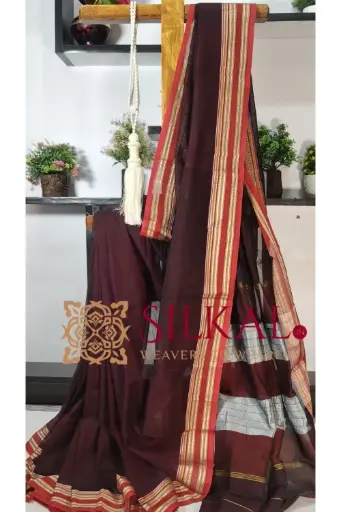 [SKL03267] SKL03267 ILKAL NIB Cotton Gomi Border Saree 