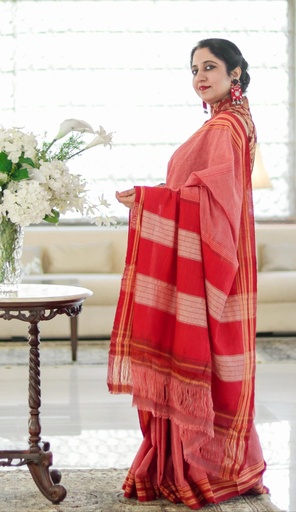 [SKL1132] Patteda Anchu Pure Cotton With Ghumi Border Saree
