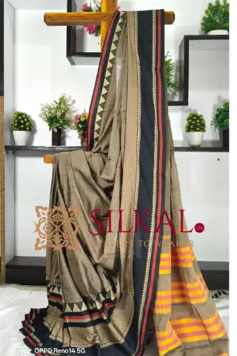 [SKL03271] SKL03271 Narayan Peth Plain Cotton Saree With Patti Pallu Saree