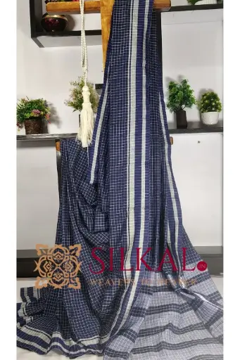 [SKL03331] SKL03331 Patteda Anchu Checks with Plain Border Saree