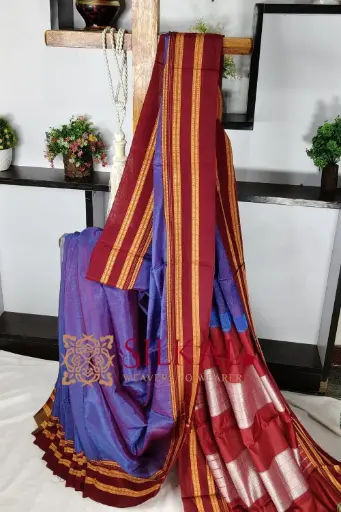 [SKL03499] SKL03499 Ilkal Handloom Viscose Cotton Silk Special Gayatri Border Saree 