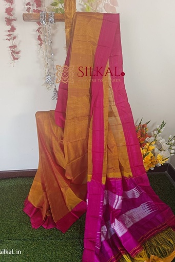 [SKL1154] Ilkal Handloom Viscose Silk Chikki Paras Border Sare