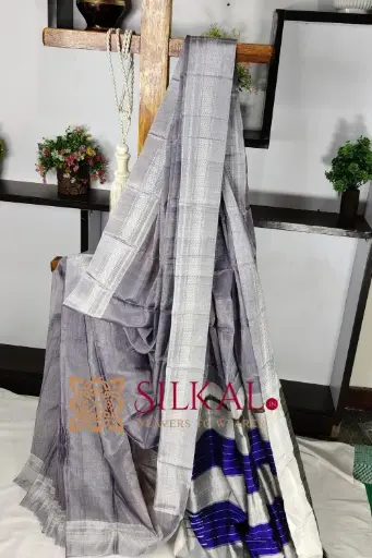 [SKL03512] SKL03512 Ilkal Handloom Viscose Cotton Silk Chikki Paras Border Saree 