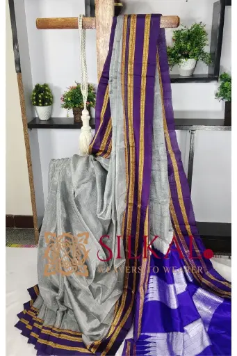 [SKL3203] SKL3203 Ilkal Handloom Viscose Cotton Silk Gayatri Border Saree  