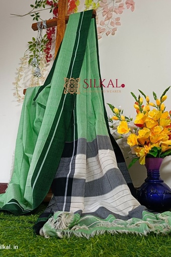 [SKL1158] Patteda Anchu Pure Cotton Handwoven Saree