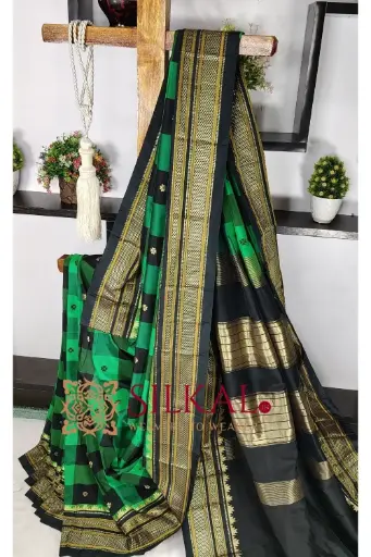 [SKL03501] SKL03501Ilkal semi silk checks butta saree  