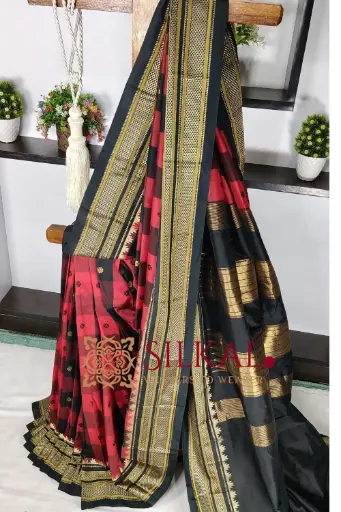 [SKL03502]  SKL03502 Ilkal semi silk checks butta saree